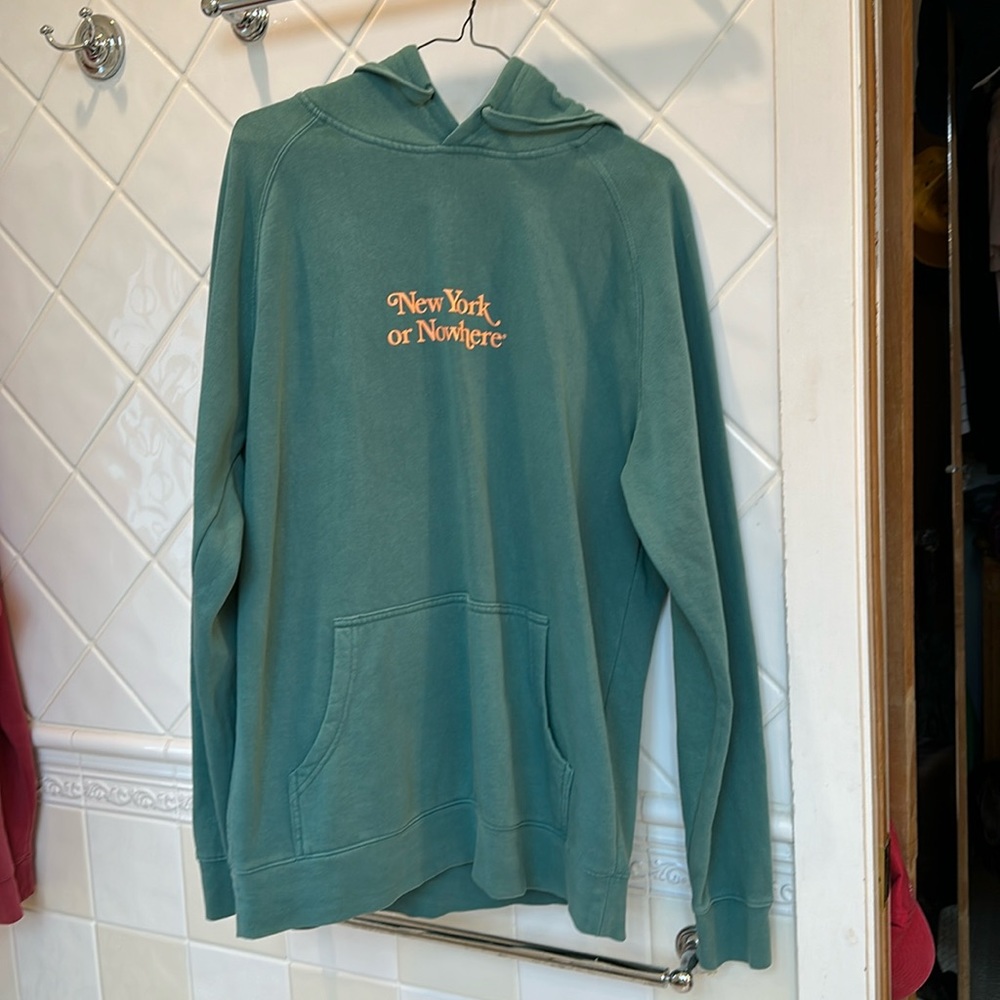 NWOT-Unisex New York or Nowhere hoodie - teal green Sz L